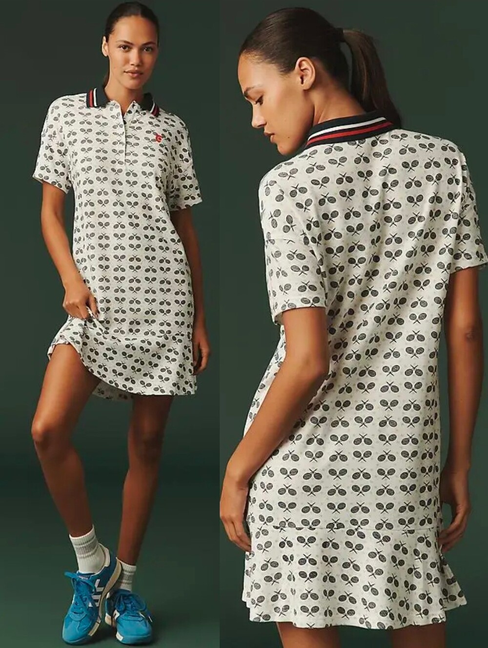 ANTHROPOLOGIE × TRETORN White Tennis Flare Polo Mini Dress